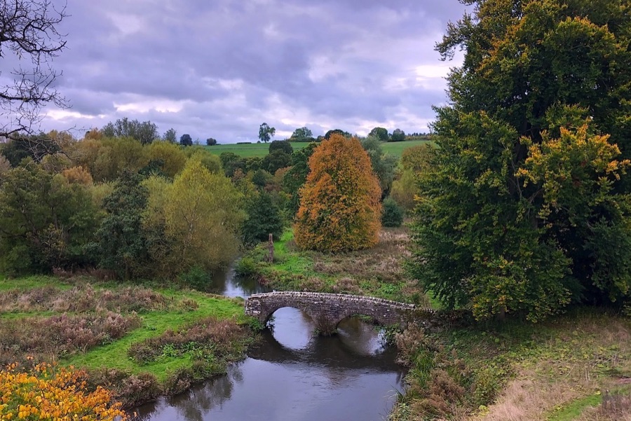 View of the Peak District from Haddon Hall gardens